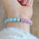 Multi Stone Bracelet , 8mm Aquamarine & Kunzite Stones Bracelet