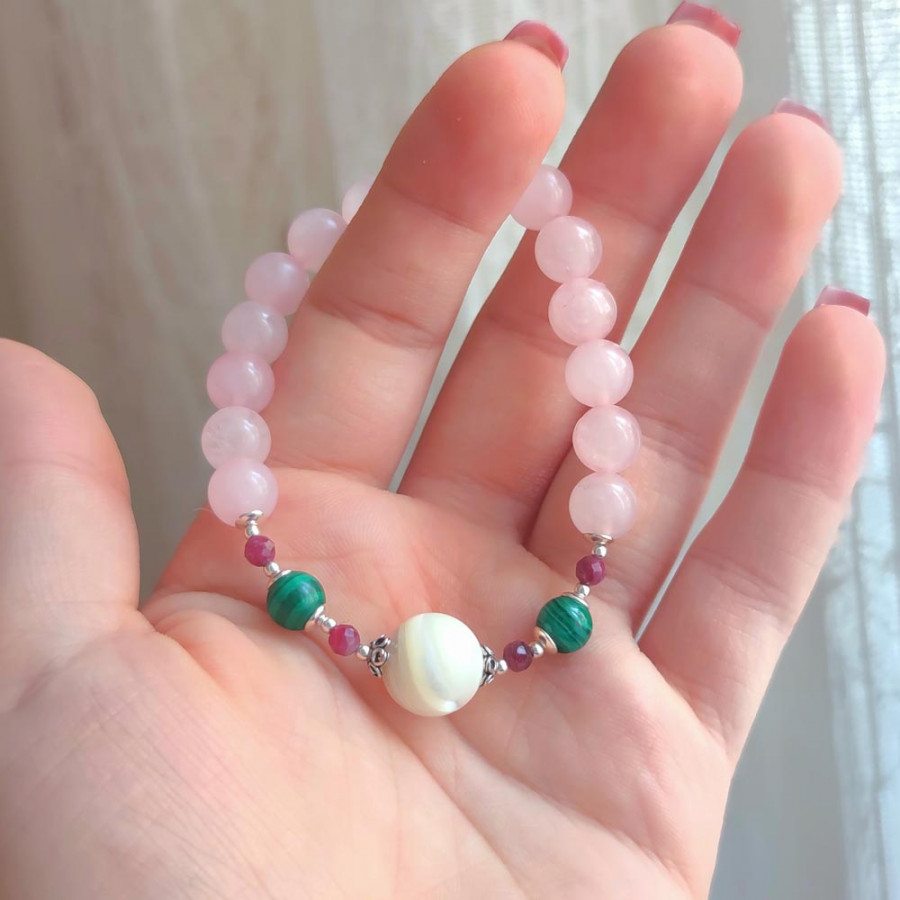 malachite and rose quartz bracelet