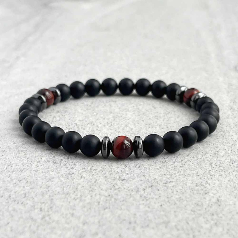 Multi Stone Bracelet , 8mm Black Onyx & Tiger Eye Bracelet