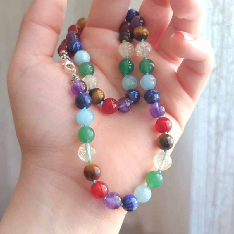 Seven Chakras Necklace , 7 Kind Of Gemstone in One Necklace