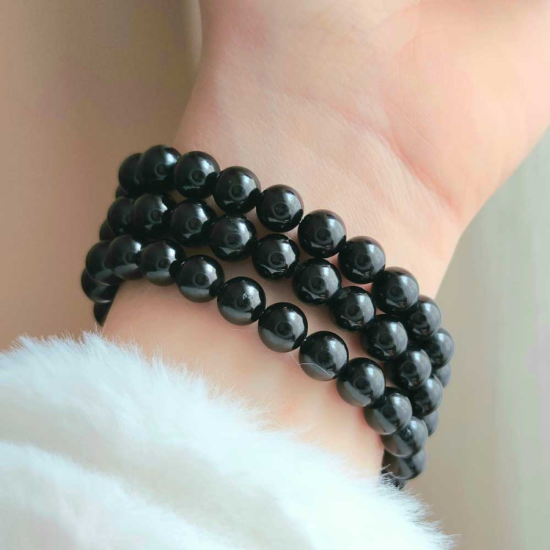 8mm Natural Black Onyx Bracelet