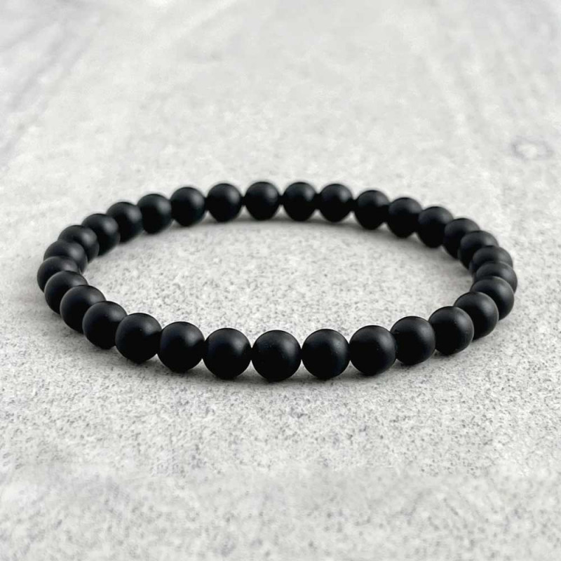 6mm Natural Matt Black Onyx Bracelet