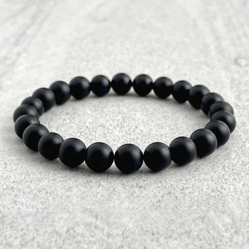 8mm Natural Matt Black Onyx Bracelet