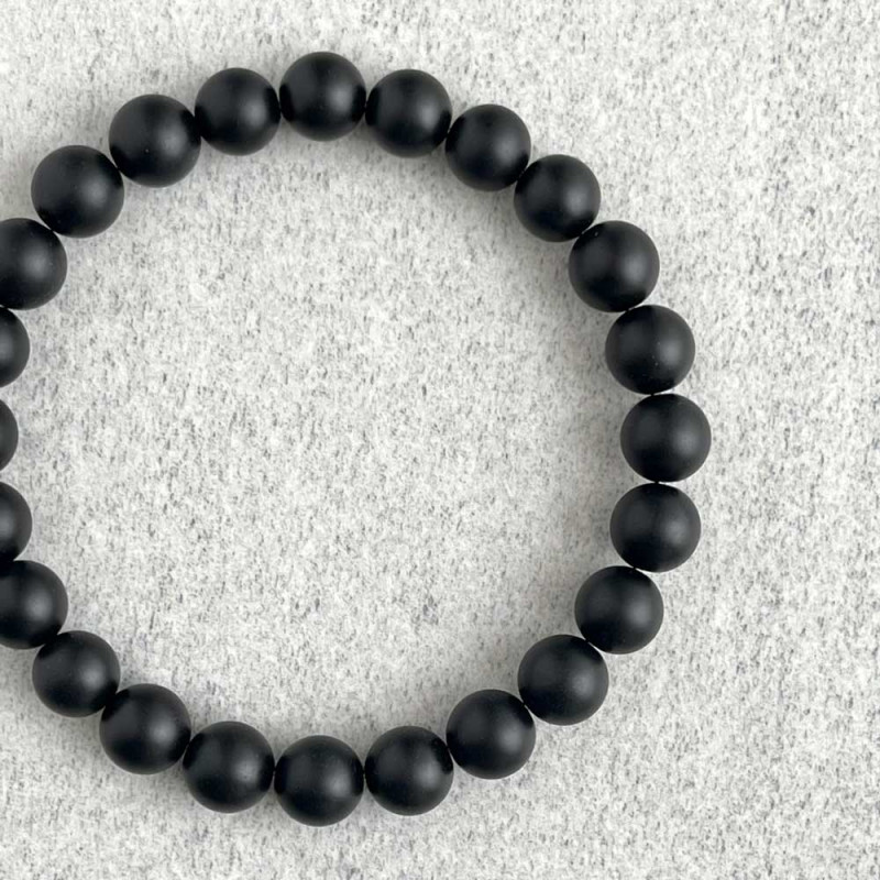 8mm Natural Matt Black Onyx Bracelet