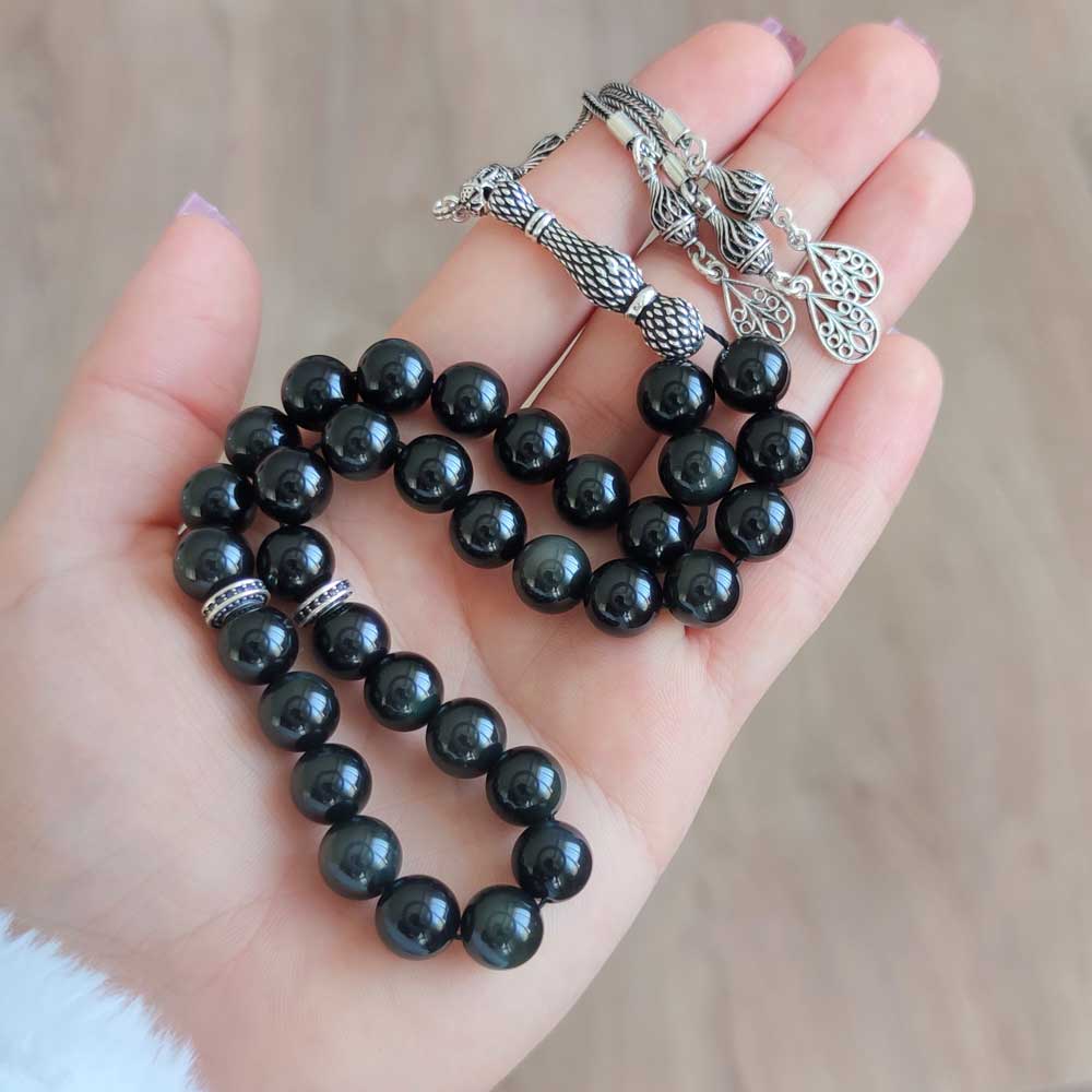 10 mm Black Obsidian Stone Rosary