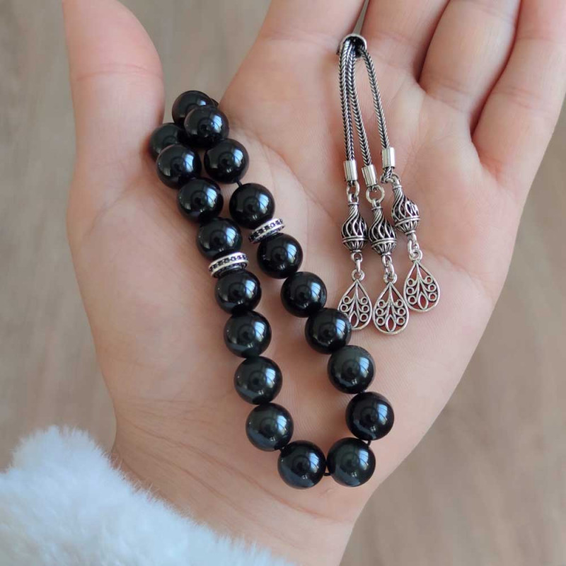 10 mm Black Obsidian Stone Rosary