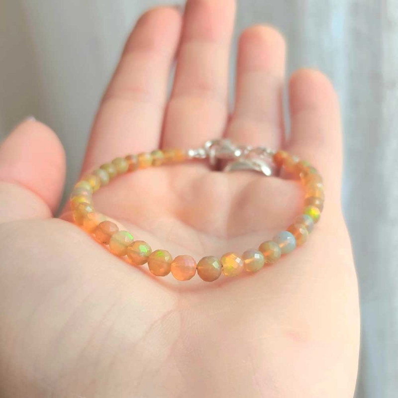 925 Silver Rare Fire Opal Bracelet