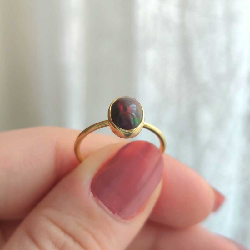 925 Silver Rare Fire Opal Stone Ring