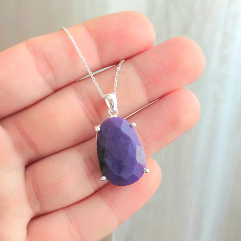 925 Silver Charoite Stone Pendant 