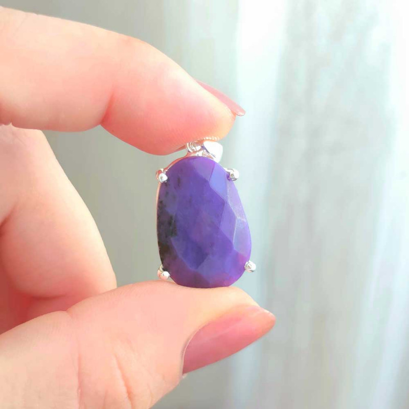 925 Silver Charoite Stone Pendant 