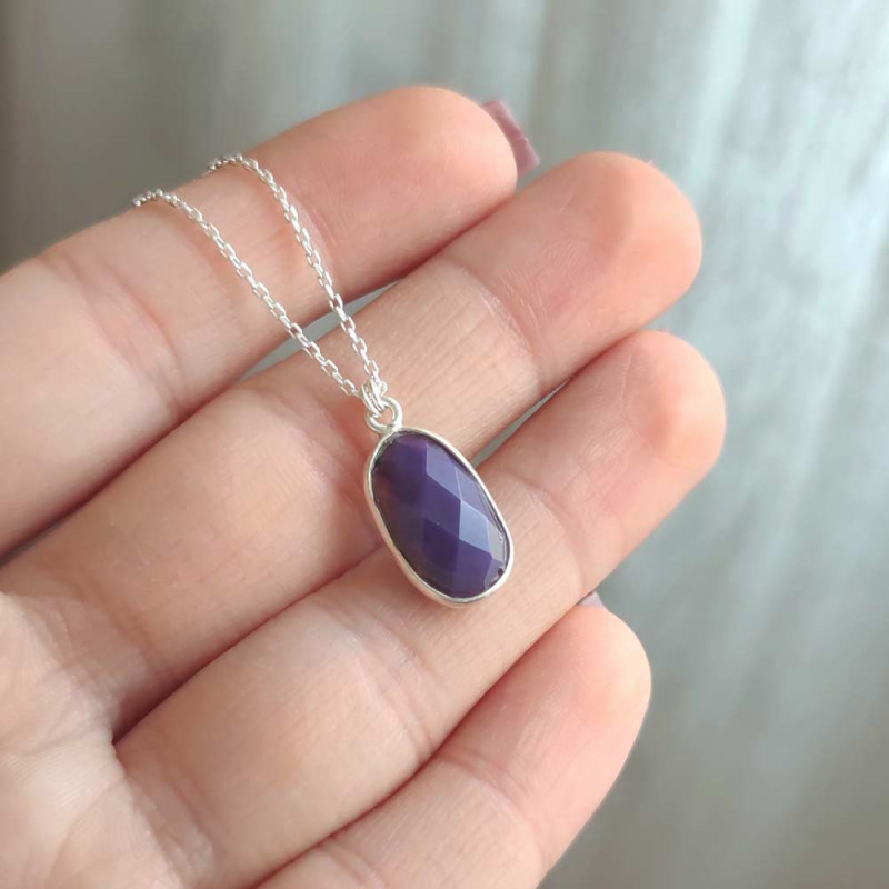 925 Silver Charoite Stone Pendant 