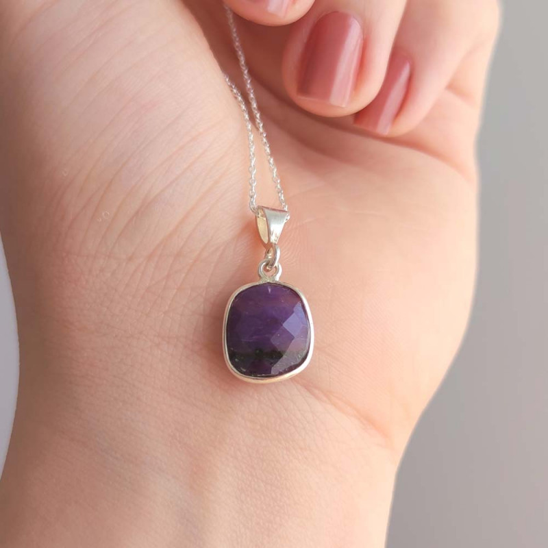 925 Silver Charoite Stone Pendant 