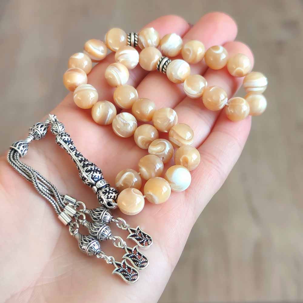 9 mm Natural Mother Of Pearl ( Shell ) Rosary