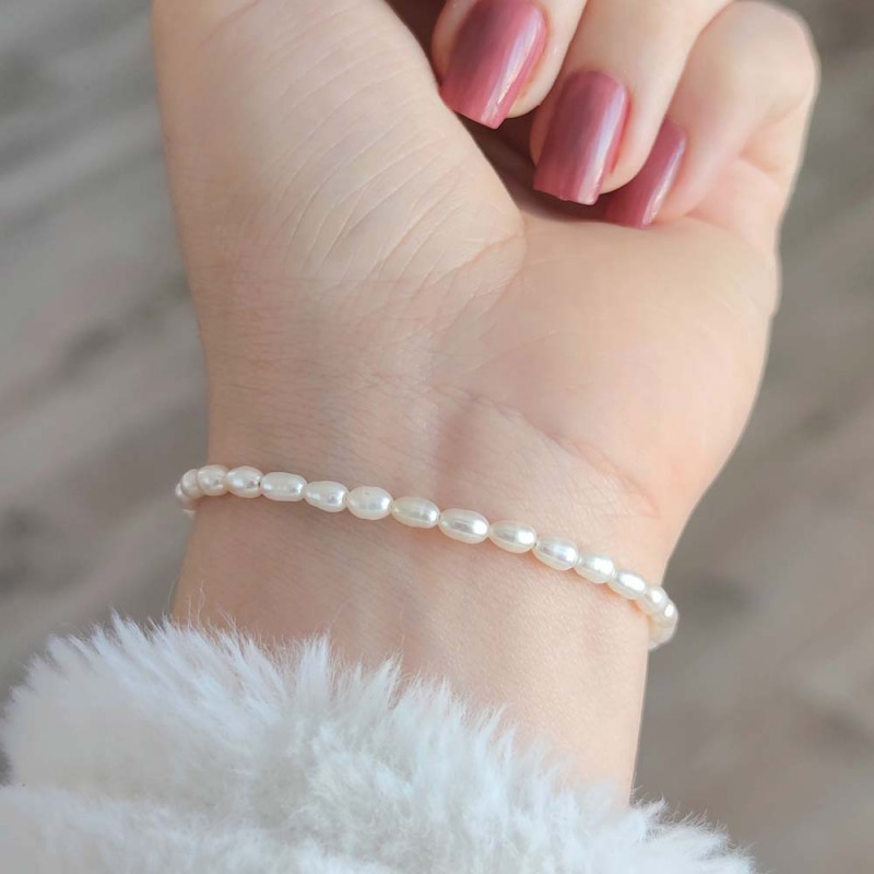 925 Sterling Silver Bracelet , 925 Sterling Silver White Pearl Bracelet