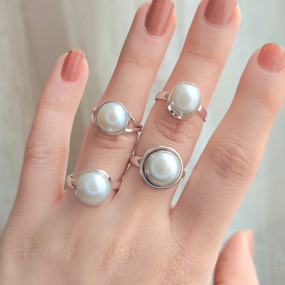 Buy Gorgeous Pearl Crescent Moon Ring 925 Sterling Silver Ring Size 4 to 13  US Moon Ring White Pearl Ring Dainty Ring Handmade Ring Online in India -  Etsy