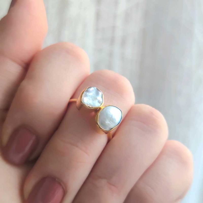 925 Sterling Silver White Pearl Ring