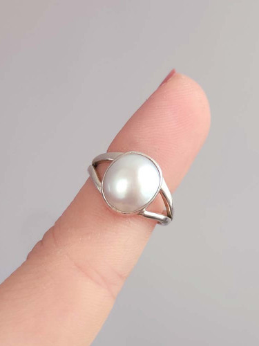 Chic Ring Trendy Rose Design Inlaid Artifical Pearl Shining - Temu