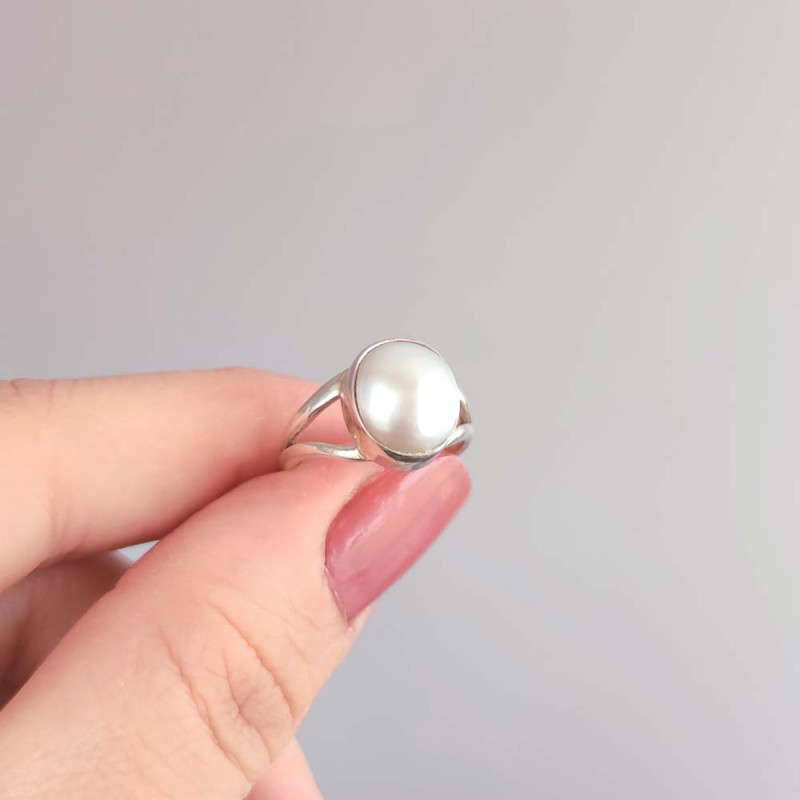 925 Sterling Silver White Pearl Ring