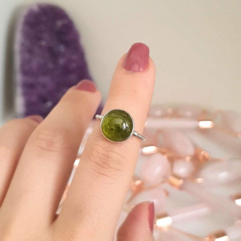 925 Silver Natural Peridot Stone Ring