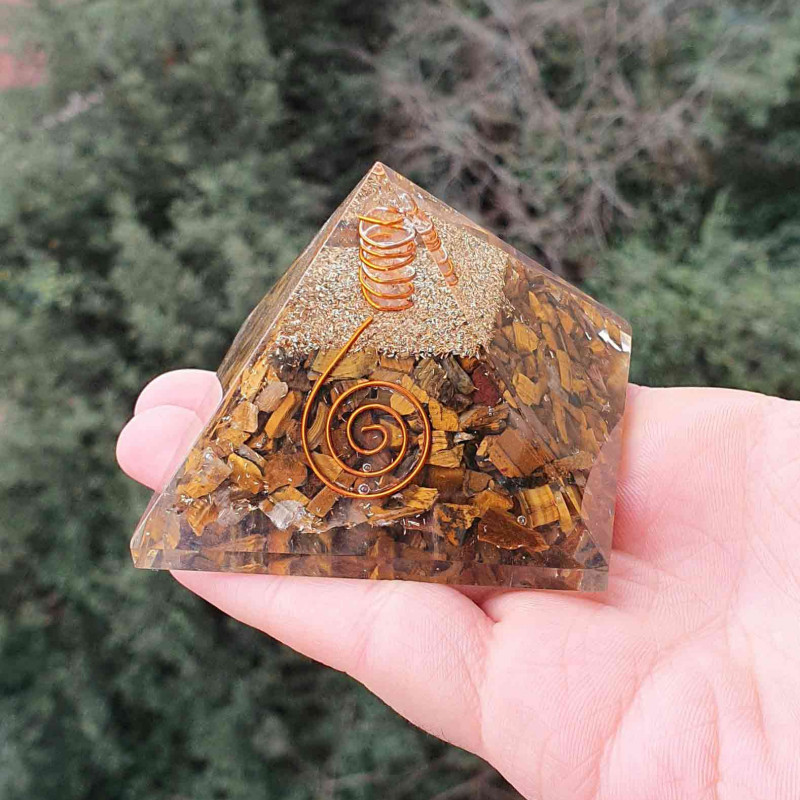 Tiger Eye Energy Healing Orgone Pyramid