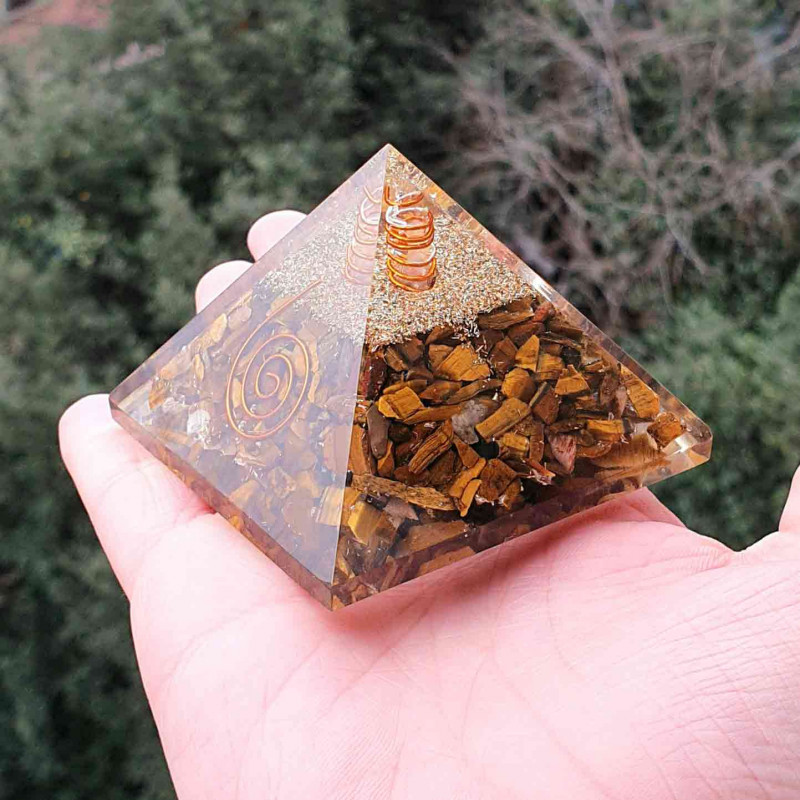 Tiger Eye Energy Healing Orgone Pyramid