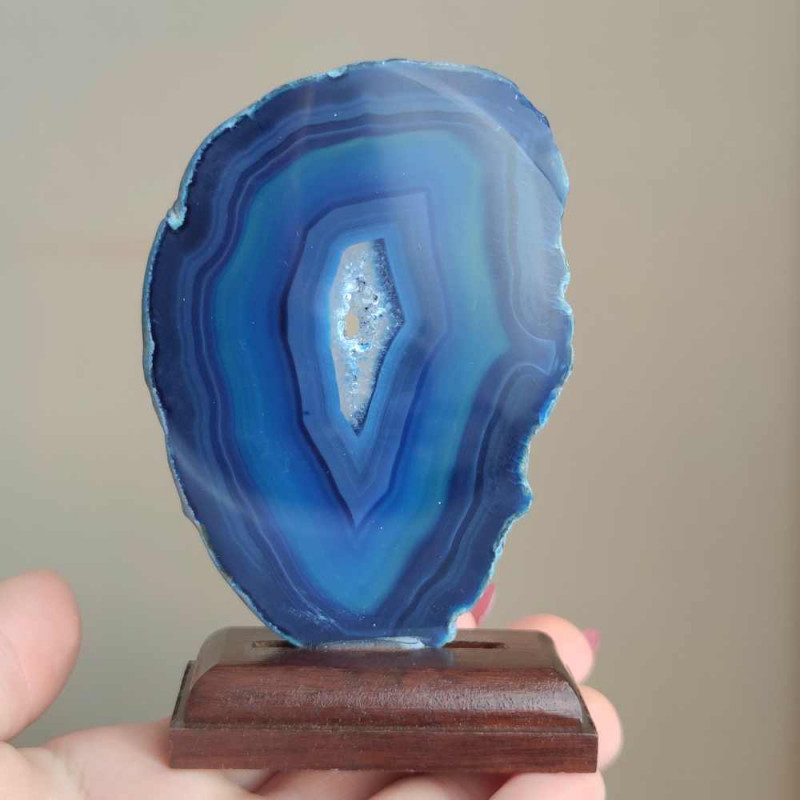 Natural Blue Slice Agate Stone Piece - Raw Shape