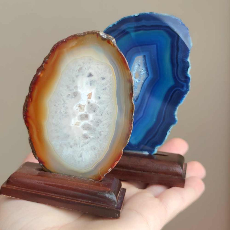 Natural Brown Slice Agate Stone Piece - Raw Shape