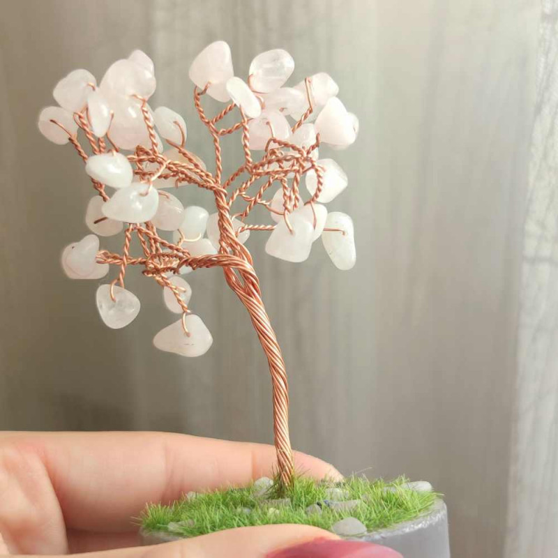 Natural Rose Quartz Tree , Healing Crystal Tree