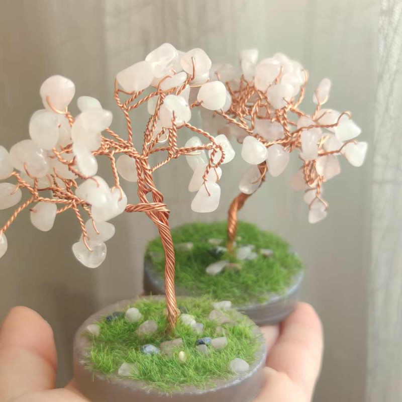 Natural Rose Quartz Tree , Healing Crystal Tree