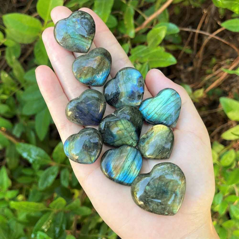 Natural Labradorite Stone - Heart Shape - Size 2