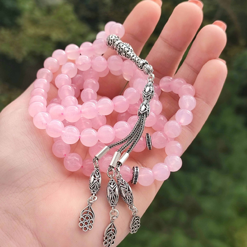 925 Silver 8mm Rose Quartz Rosary