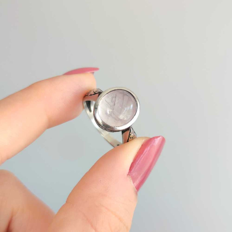 925 Silver Natural Rose Quartz Stone Ring - Special Ring Design