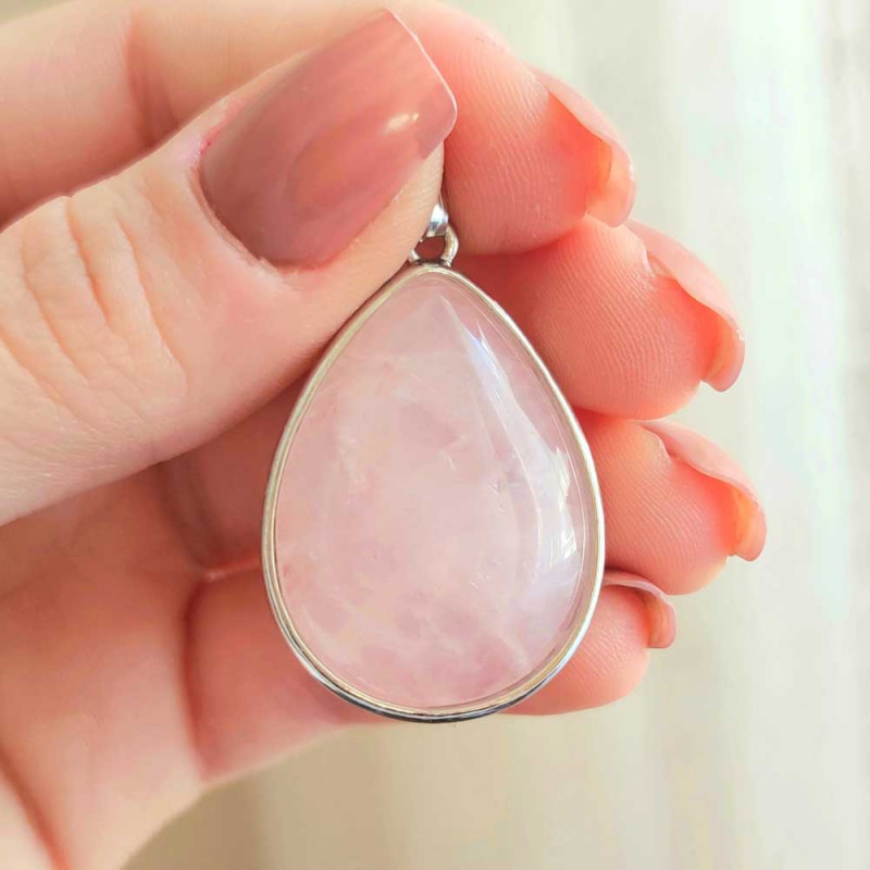 Natural Rose Quartz Stone Pendant 