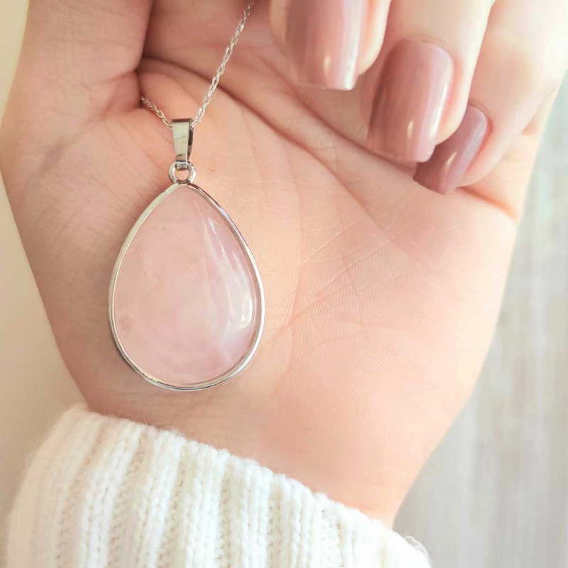 Natural Rose Quartz Stone Pendant 