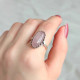 925 Silver Natural Rose Quartz Stone Ring - No : 3500