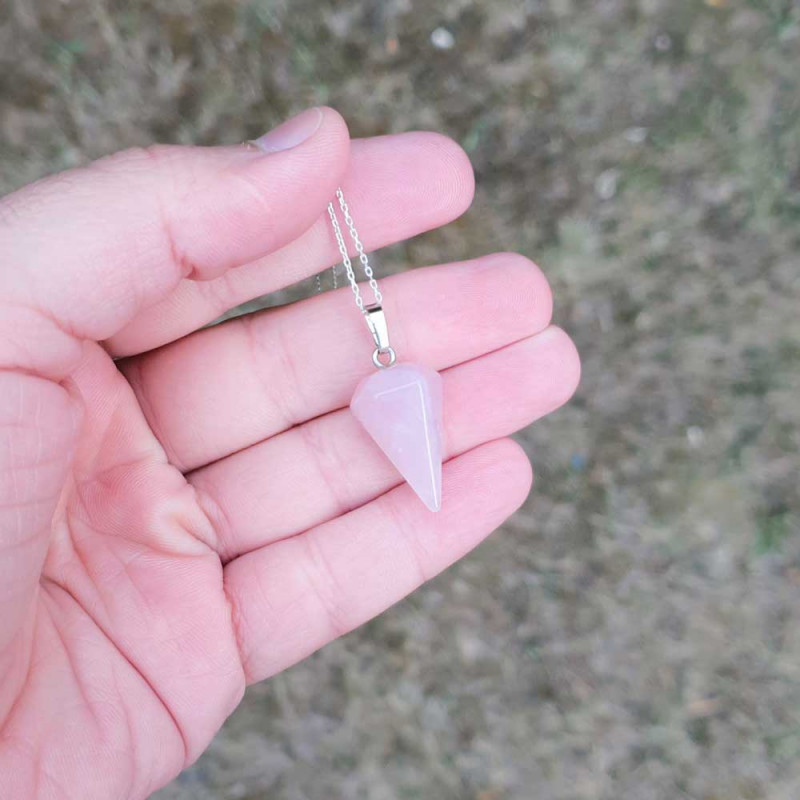 925 Silver Natural Rose Quartz Stone Pendant 