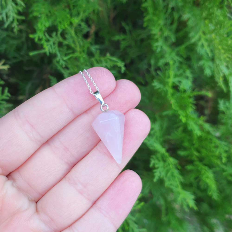 925 Silver Natural Rose Quartz Stone Pendant 