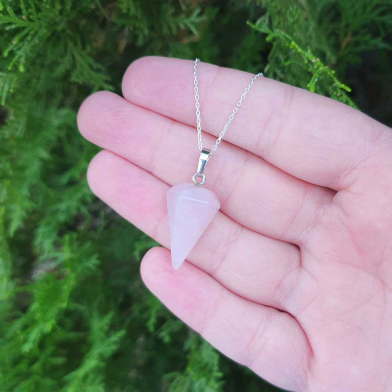 925 Silver Natural Rose Quartz Stone Pendant 