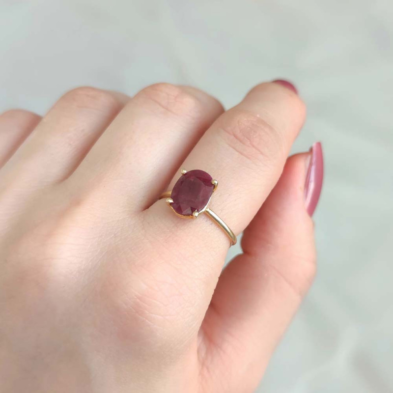 925 Silver Natural Red Ruby Stone Ring