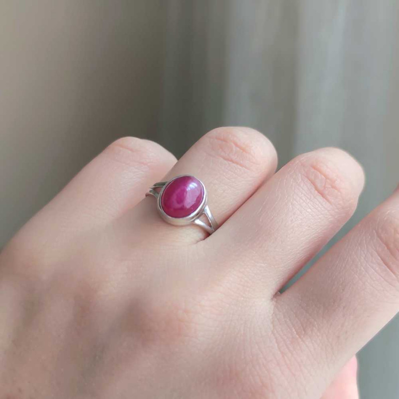 925 Silver Natural Red Ruby Stone Ring - No : 1200