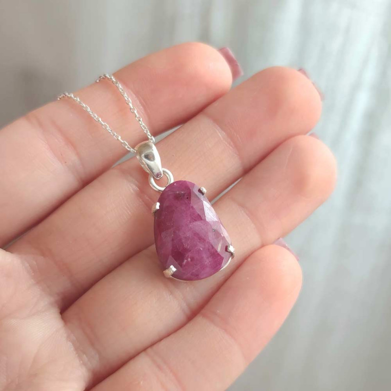 925 Silver Natural Ruby Zoisite Stone Pendant - Anyolite Stone