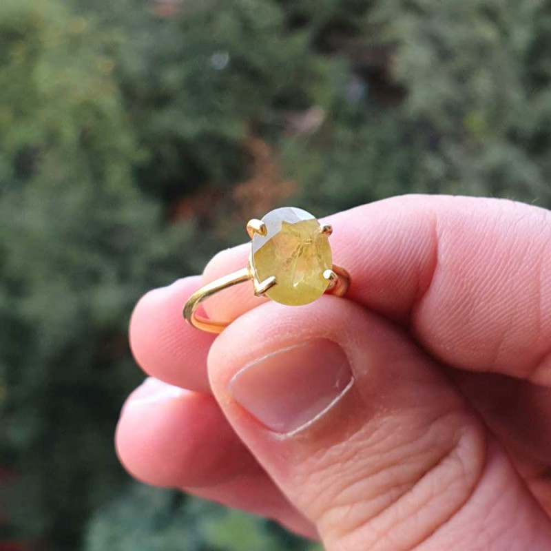 925 Sterling Silver Yellow Sapphire stone Ring