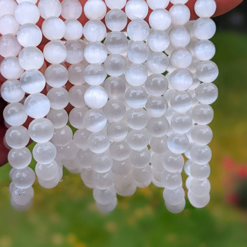 8mm Selenite Stone Bracelet - No : BR0900