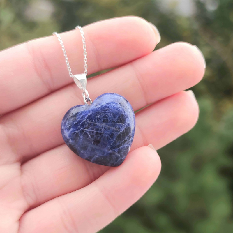 Natural Sodalite Stone Pendant - Heart of Love