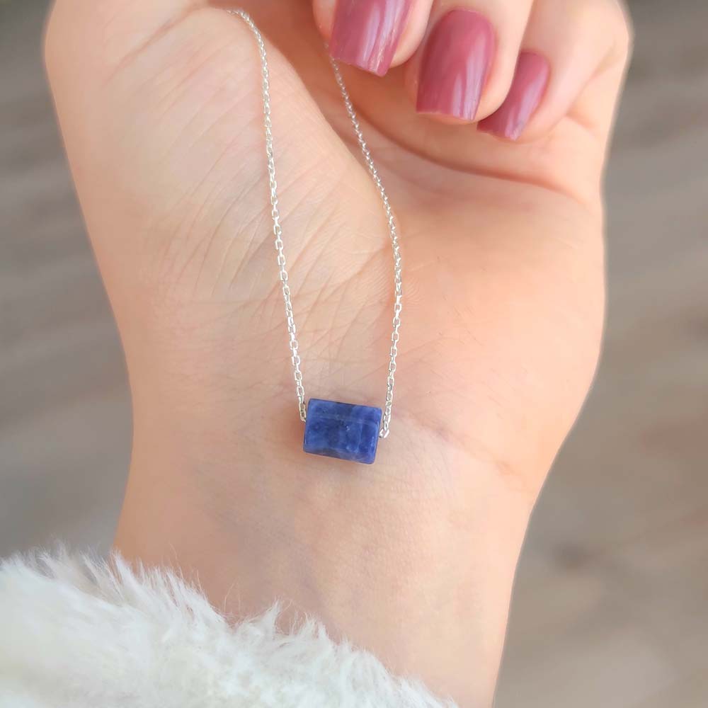 925 Sterling Silver Sodalite Stone Necklace