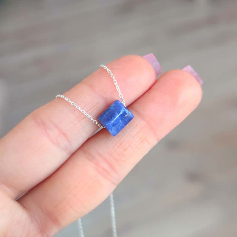 925 Sterling Silver Sodalite Stone Necklace