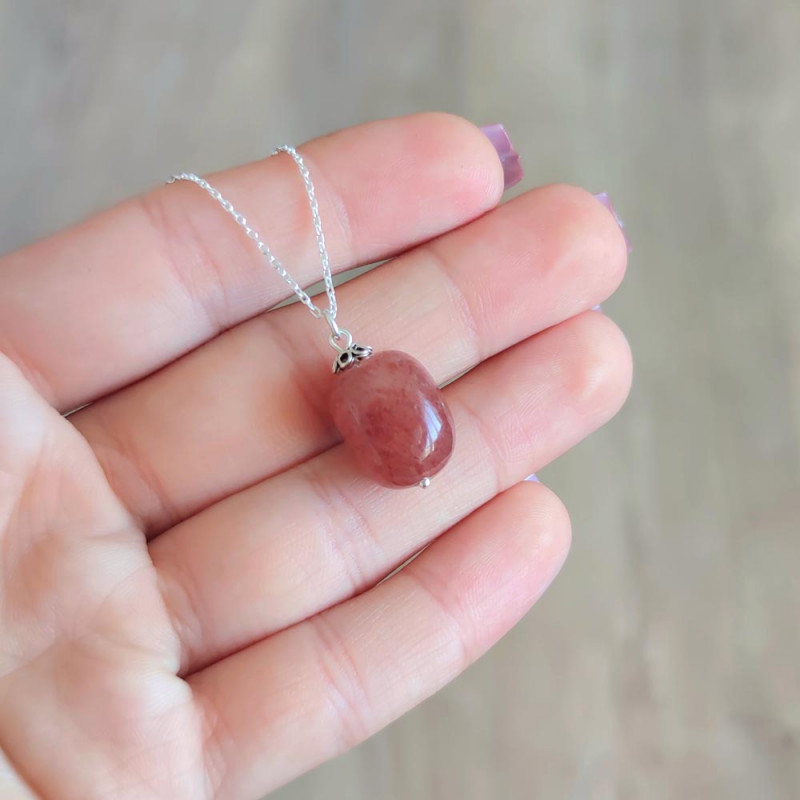 925 Sterling Silver Natural Strawberry Necklace