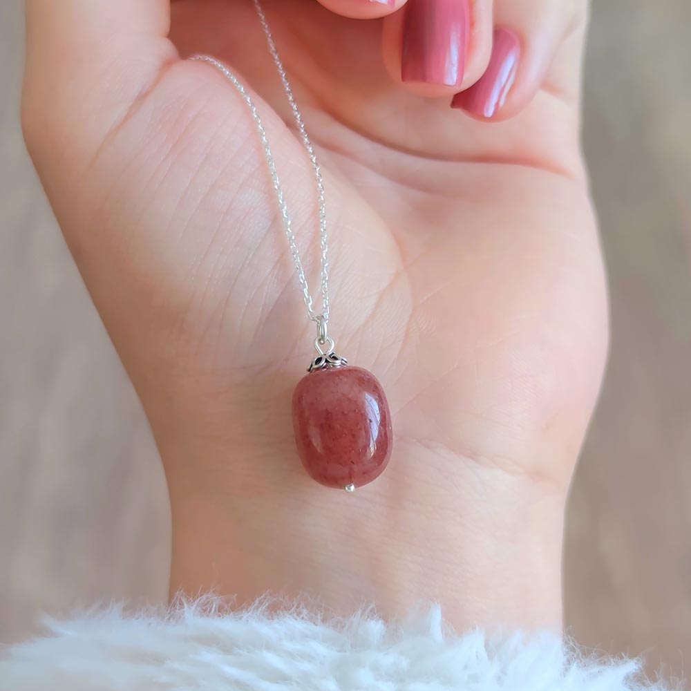 925 Sterling Silver Natural Strawberry Necklace