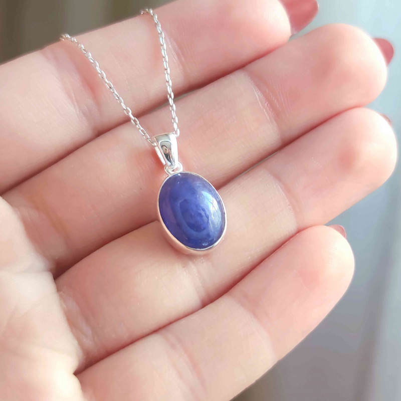 925 Silver Natural Tanzanite Stone Pendant