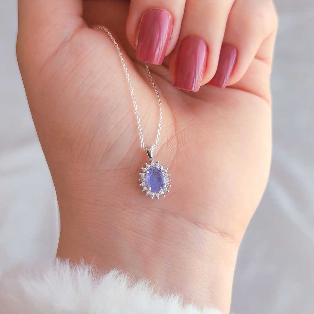 925 Silver Natural Tanzanite Stone Pendant